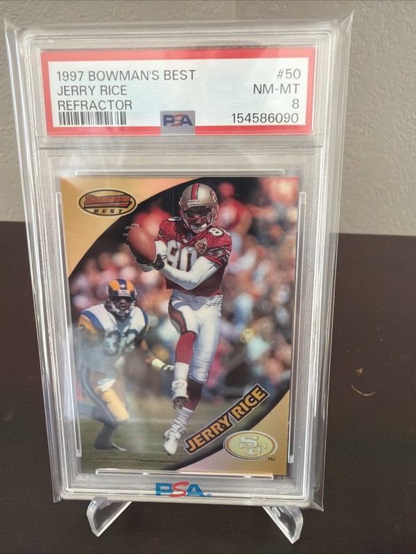 1997 Bowman's Best JERRY RICE *REFRACTOR* - PSA 8 MINT -  #50, HOF 49ers