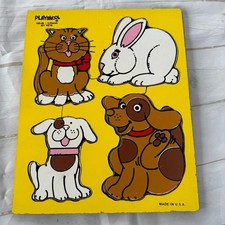 Vintage Playskool My Pets 4 Piece Wood Board Puzzle 180-08