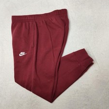 Nike Jogger Pants Mens Medium Red Club Fleece Jogger Sweatpants Cuffed BV2671