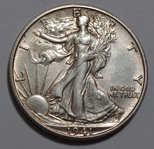 Gem Brilliant 1941-S Walking Liberty Half Dollar, Great Strike, Orig. Luster.
