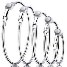 5 Pairs Clip on Earrings Hoop Non Piercing Women Clip Earrings for Women Silver