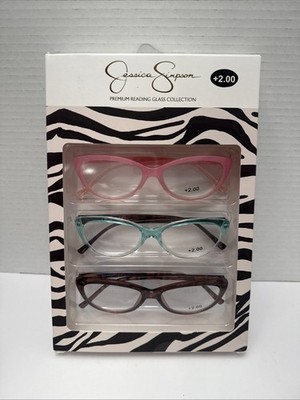 Jessica Simpson +2.00 ~3 Pack Women Premium Reading Glasses~  Multi-colored
