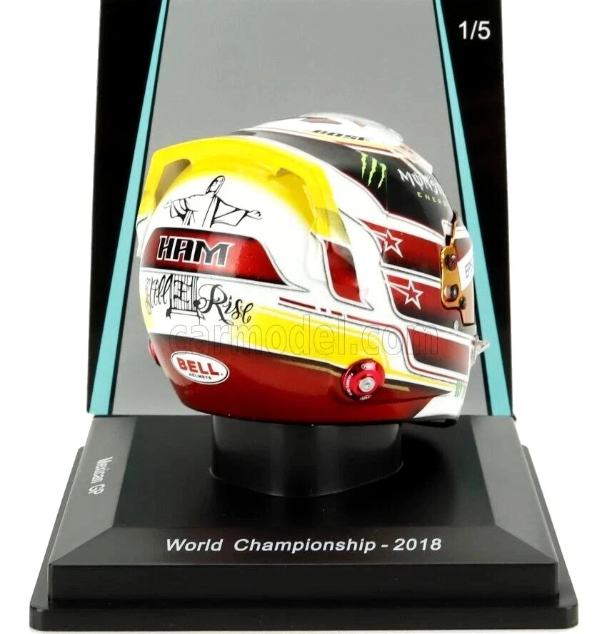 SPARK 1/5 F1 RACING HELMET LEWIS HAMILTON MERCEDES #44 MEXICAN GP 2018 5HF172 - Image 2 of 4