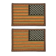 2PC Reversed Desert Tan 3x2 Inch USA Flag Hook Fastener Backing for Uniforms and