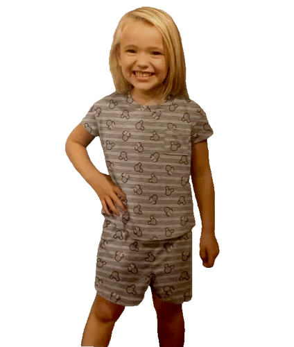 Disney Minnie Mouse 2-Piece Pajama Set Girls( GRAY/ PINK/BLK, 8 ) NWT