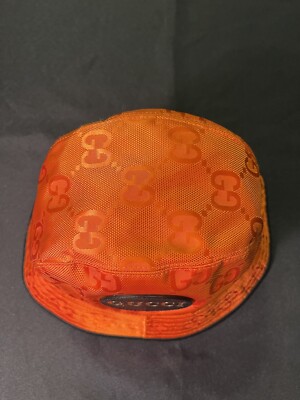 GUCCI GG RETRO ORANGE CAP M MEDIUM OFF THE GRID BUCKET HAT 627115