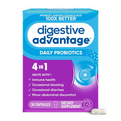 Digestive Advantage Daily Probiotics 30 Count Immune and Digestive Support Ca...