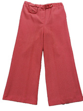 70s Vtg Fits 34x28 Polka Dot Knit High Rise Wide Leg Pants Disco Bell Bottoms
