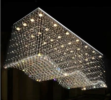 Luxury Modern Luxury LED Rectangle Clear K9 Crystal Lighting Chandelier Lamp Yc