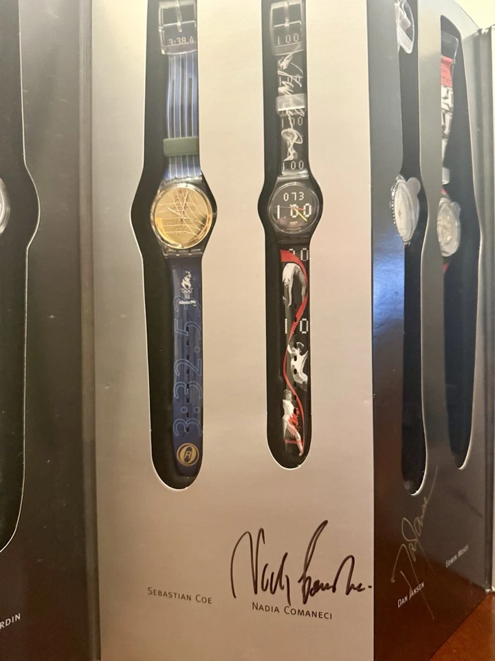 Juego de reloj muestra Olympic Legends 1996 “Medallas de oro” con autógrafos de atletas Foto 3 de 4