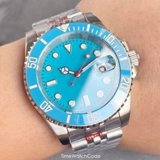 NH35 Diver Watch for Men Automatic Ice Blue Sapphire Waterproof Jubilee Bracelet