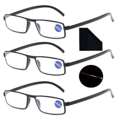 3 Pack Lesebrille Metall Blaulichtfilter TR90 Lesehilfe 1,5 2,0 2,5 3,0 3,5 +4,0