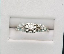 1940 s Art Deco 14K White Gold Diamond Engagement Ring, Size 7.75
