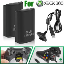 2pcs Rechargeable Battery For Xbox 360 Controller 4800mAh + Charger Dock Cable