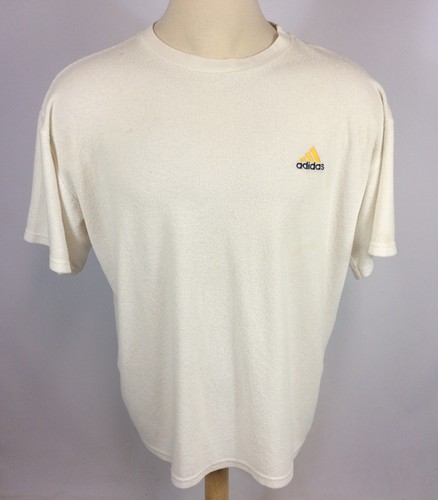 Rara De colección Blanca Tela de Toalla Tejido Adidas usa años 90 Grunge  Surf Camiseta de fútbol | eBay