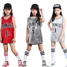 Sequins Glitter Tank Top-With Socks Dance Costume Performance Outfits 5-12 Years