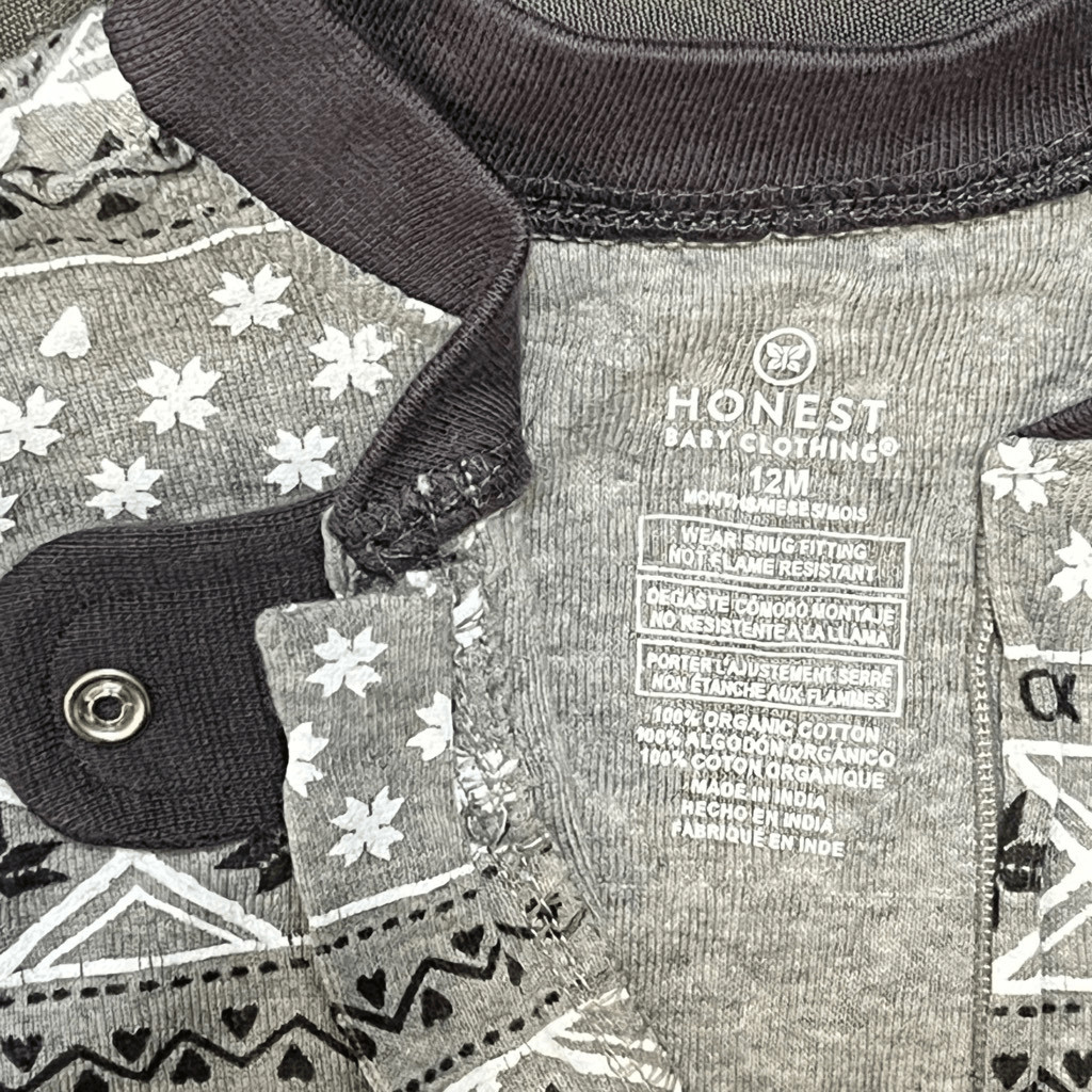 HONEST BABY CLOTHING 100percent ORGANIC COTTON PAJAMA CHIC SNUG FIT FOOTED PJS 12m image 3