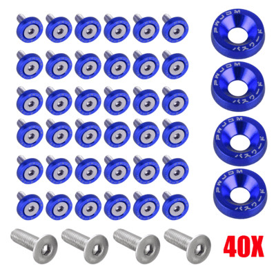 40pcs New Billet Aluminum Fender Bumper Washer Bolt Engine Bay - Foto 10