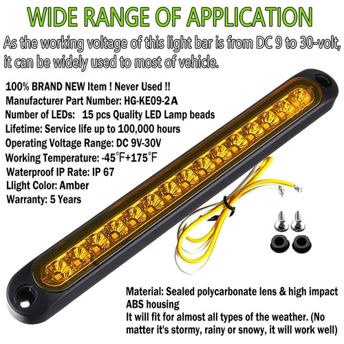 2 Pack 10" 15 LED Trailer Identification Light 9 to 30-volt LED Turn Signal S... - Bild 6 von 7