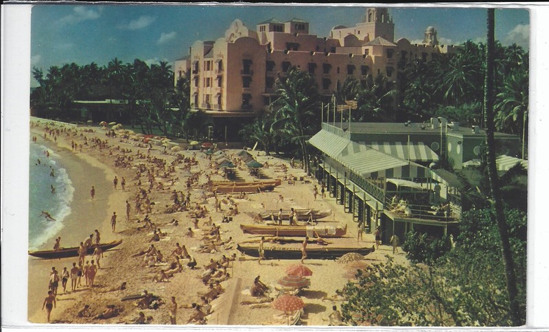 Waikiki Honolulu  Hawaii Vintage Color Photo Postcard #326