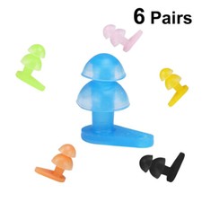 6 pares de tapones para los oídos de natación con paquete de estuche protector de oído de silicona para niños