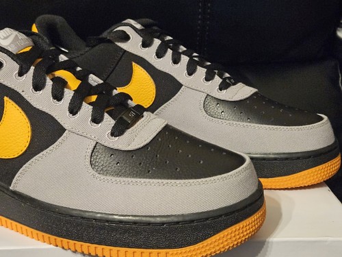 Nike Air Force 1 By UK 9 EUR 44 Black Wolf Grey Orange DZ3637 901 - Picture 10 of 15