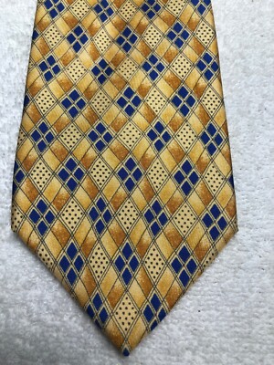 TIE RACK MENS TIE YELLOW ORANGE BLUE 4 X 60