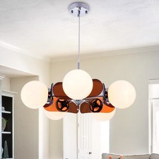 Gold 5-light Pendant Lights Kitchen Island Vintage Milk Glass Dining Room