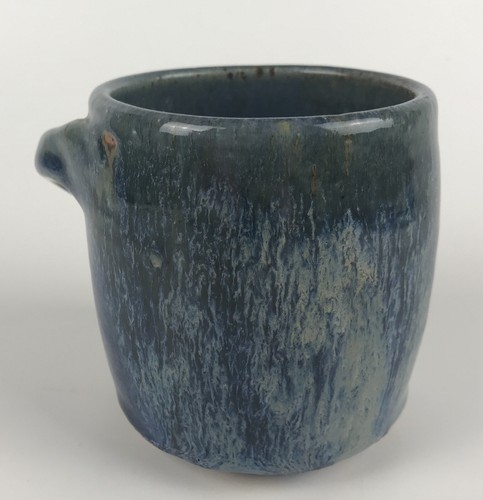 Taza de café azul marrón hecha a mano de estudio cerámica esmaltada gres arrojado a mano - Imagen 4 de 12