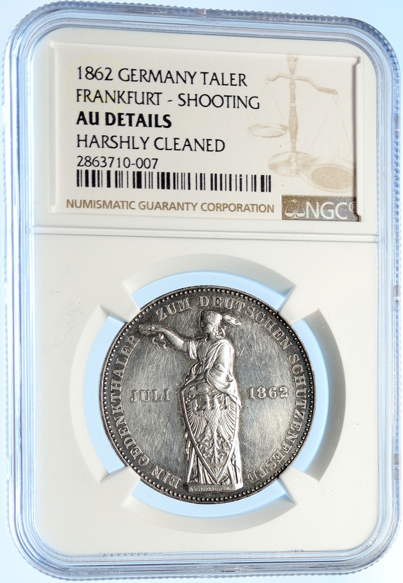 1862 GERMAN STATES FRANKFURT Shooting Festival OLD Silver Thaler