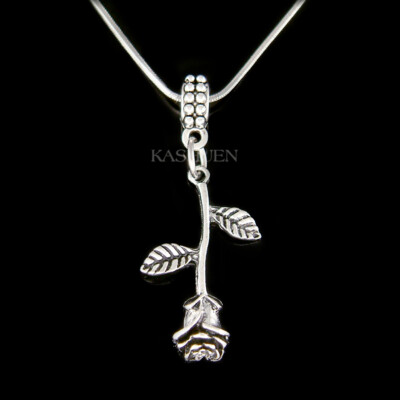 Beautiful Rose Flower Floral Men Women Unisex Keychain Birthday Charm  Necklace