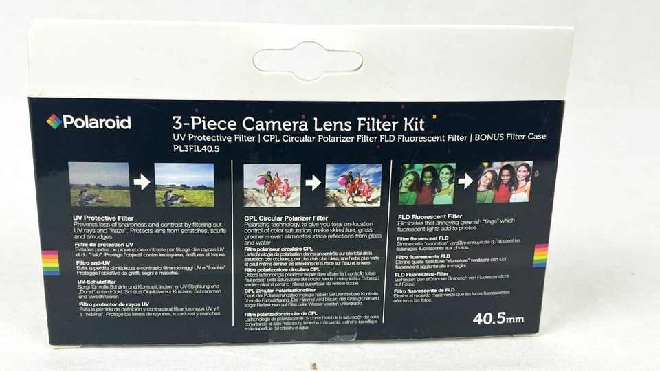 Polaroid 3-Piece Camera Lens Filter Kit 40.5mm UV CPL FLD + Case PL3FIL40.5 New - Image 2 of 3