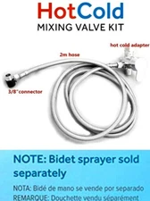 Brass Cold & Hot Water Slim Toilet Bidet Sprayer 4-Ways Mixer Valve Hose Set