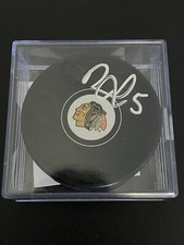 Dave Rundblad Signed Autographed Chicago Blackhawks Logo Hockey Puck With COA