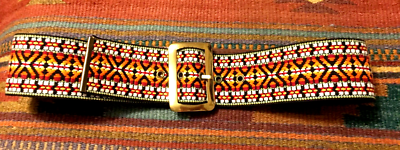 Vintage Gold & Orange Cloth Belt Vintage 80s Woven Rope Belt: Orange Beige Lurex, Aged Gold  main image 3