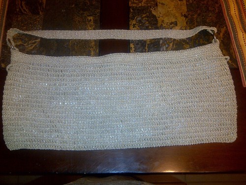 Chateau Crochet Large Handbag, Beige Natural Rare Drawstring 19 1/2 X 8 X 9 - Picture 4 of 7