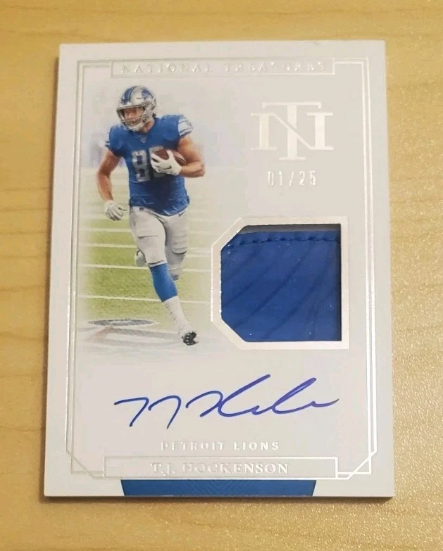 TJ Hockenson Panini National Treasures Rookie Gloves Signatures #RGSTJ Base