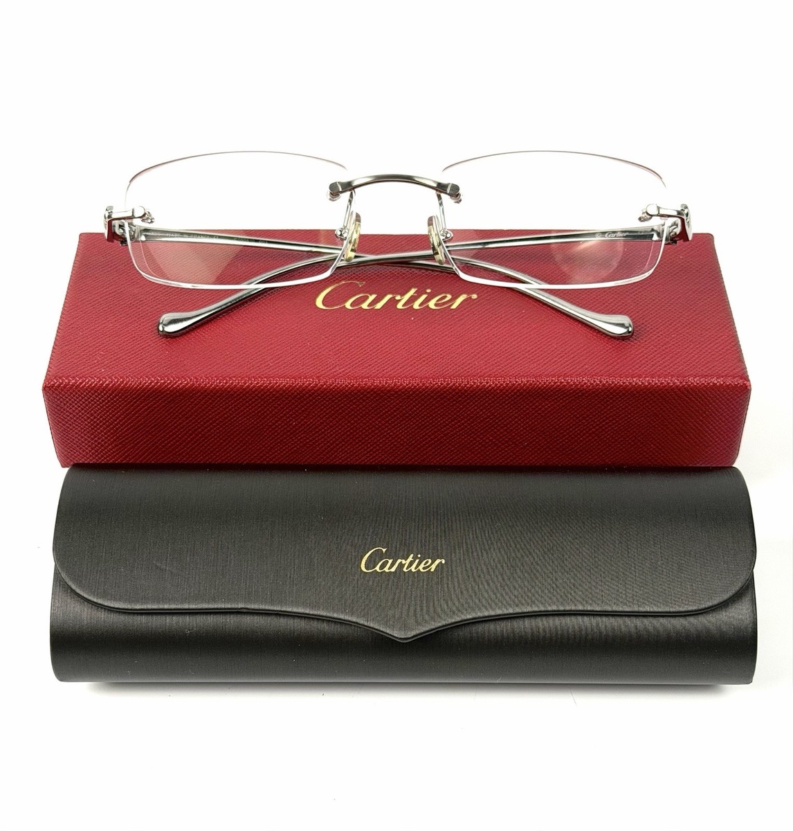 Cartier Rimless Silver Etched Panthére Panther CT00610-001
