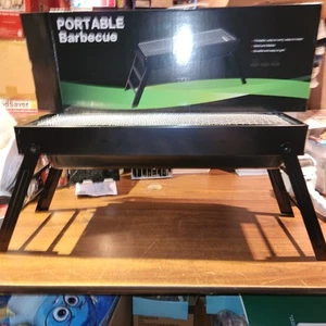 NEW in Box Portable Charcoal Grill, 24" Long, 12" Tall Folds Flat Camping Tailga