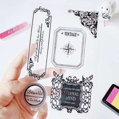 Horned Flower Compass Bookmark Retro Stamp Mirror Label Dialog Box Tag Ticket Cl