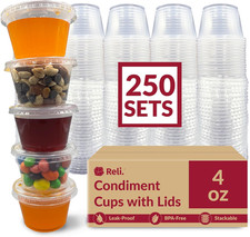 Reli. 4 Oz Small Containers with Lids 250 Sets Jello Shot Cups with Lids C