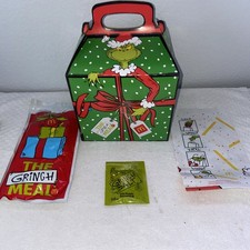 McDONALDS GRINCH SOCKS - SEALED w/salt and Happy Meal Box In Hand