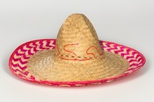 Authentic Vintage From Mexico Celebration Straw Hat Sombrero Colorful 19  X 7  