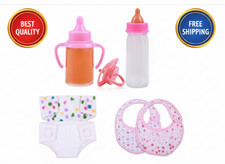 Baby Doll Accessories Set 7PCS Feeding Caring Pretend Play Toy