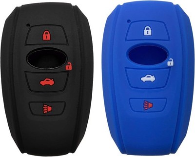 2Pcs Key Fob Cover Case Protector Fit for 1 Black with Red + 1 Blue