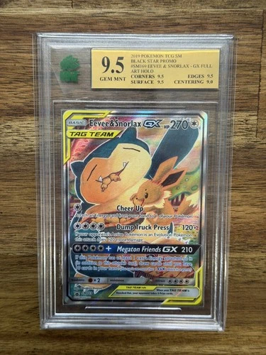 Pokemon Eevee & Snorlax 2019 SM Black Star Promo Tag Team GX SM169 MNT 9.5!