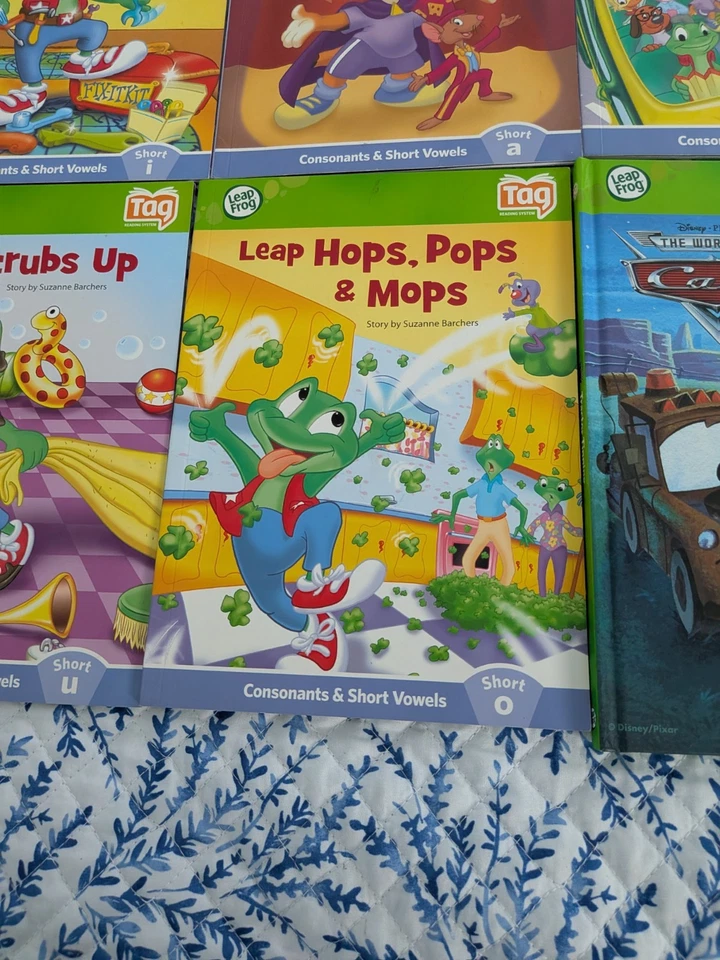 Leap Frog Tag Reader Bundle 8 Books W/ Pink Pen, CD, Disney Dr. Seuss Cars - Image 4 of 4