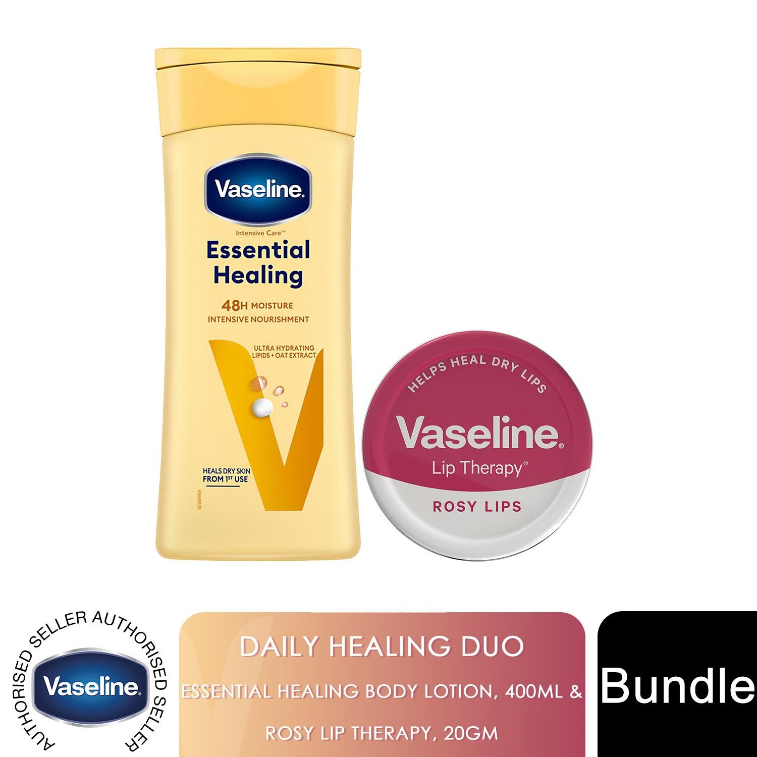 Vaseline Daily Healing Duo Intensive Care Body Lotion 400ml & Lip Therapy 20gm