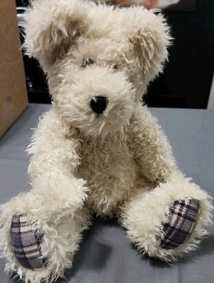 BOYD S White BEAR WITH PLAID PAWS, FULLY JOINTED, 1990-99 VNTG