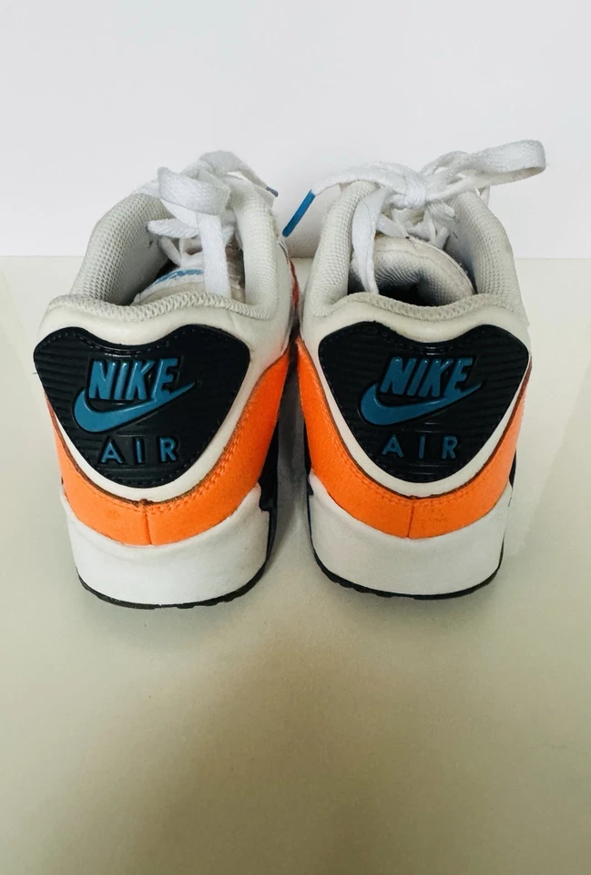 Zapatillas Nike Air Max 90 Juveniles, 4.5Y, Blanco/Naranja/Azul, 833412-116 Foto 4 de 4